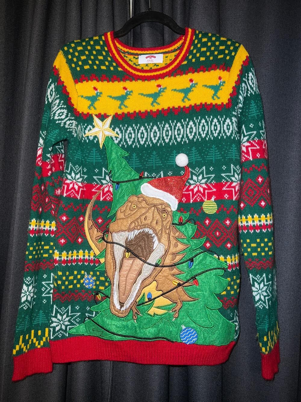 Ugly Christmas Sweater Xmas Size Small Dinosaur